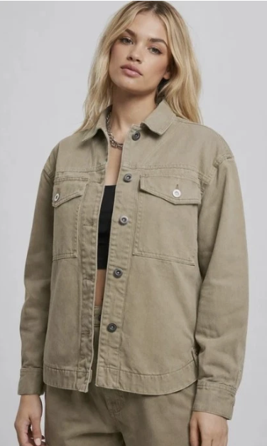Urban Classics Kadın Oversize Kot Gömlek Ceket - Haki -